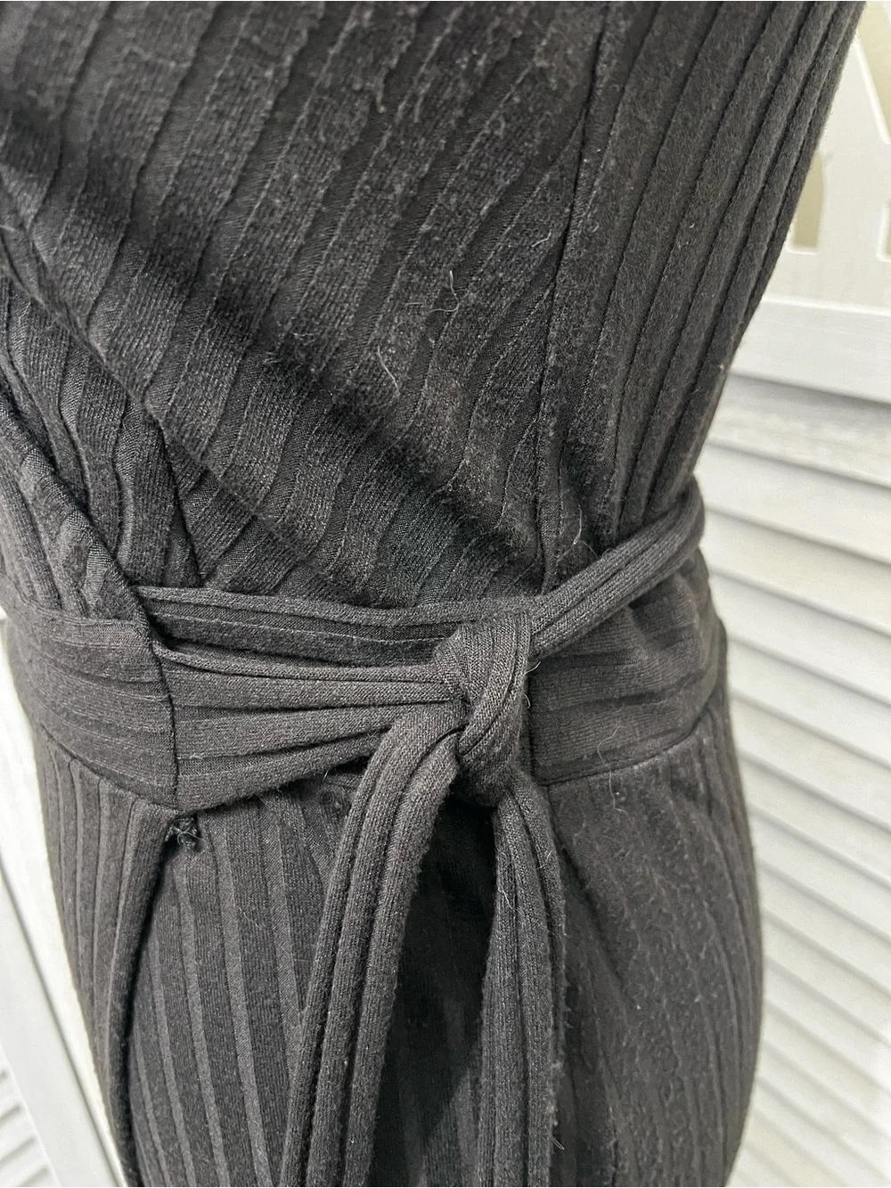 Emprada Sleeveless Black Ribbed Wrap Dress - Picture 5 of 11
